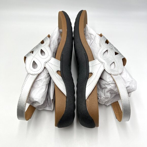 10W 10 WIDE WIDTH‎ Rockport Womens Ridge Sling Silver Summer Sandals Shoes - Picture 9 of 13